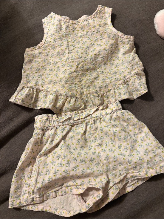 Zara Other - Zara Pale Yellow Floral Girls' Shorts Set